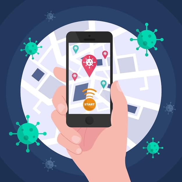 A digital illustration showing a smartphone displaying an emergency alert with evacuation instructions. The alert includes a map and clear directions.