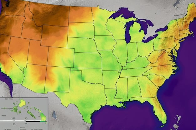 A map of the United States, highlighting areas prone to different types of natural disasters, such as hurricanes along the coast, tornadoes in the Midwest, and earthquakes in California.