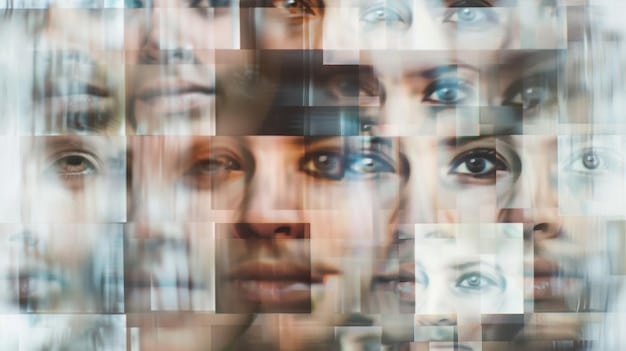 A close-up, slightly blurred image of a person's eyes displaying heightened awareness, scanning a crowd of people in a public space such as a shopping mall food court. The lighting is bright and airy, but the focus is on the intensity of the person's gaze as they assess their surroundings vigilantly for potential threats.