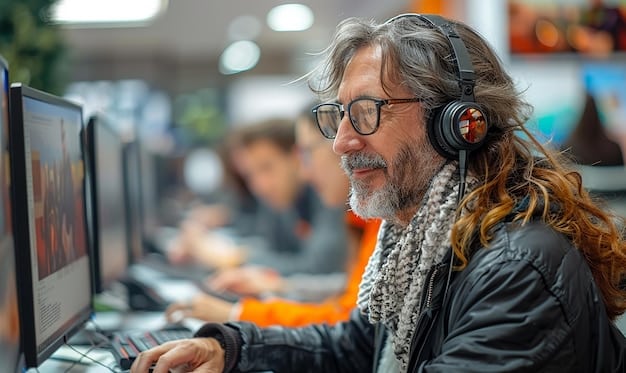 A dispatcher in a 911 call center, wearing a headset and surrounded by multiple computer screens showing maps, emergency alerts, and communication interfaces. They appear focused and calm, managing multiple incoming calls effectively.