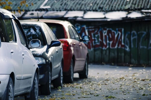 An image showing several cars parked illegally in a school zone. One car is blocking a crosswalk, another is parked in a no-parking zone, and a third is double-parked. The photo highlights common parking violations and the congestion they cause near a school.