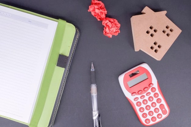 A close up of a tax form with a pen circling the section for mortgage interest deduction, with a background featuring a house key and a calculator.