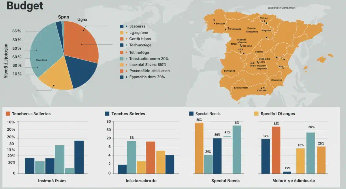 Gráfico de asignación presupuestaria educativa por categorías en España