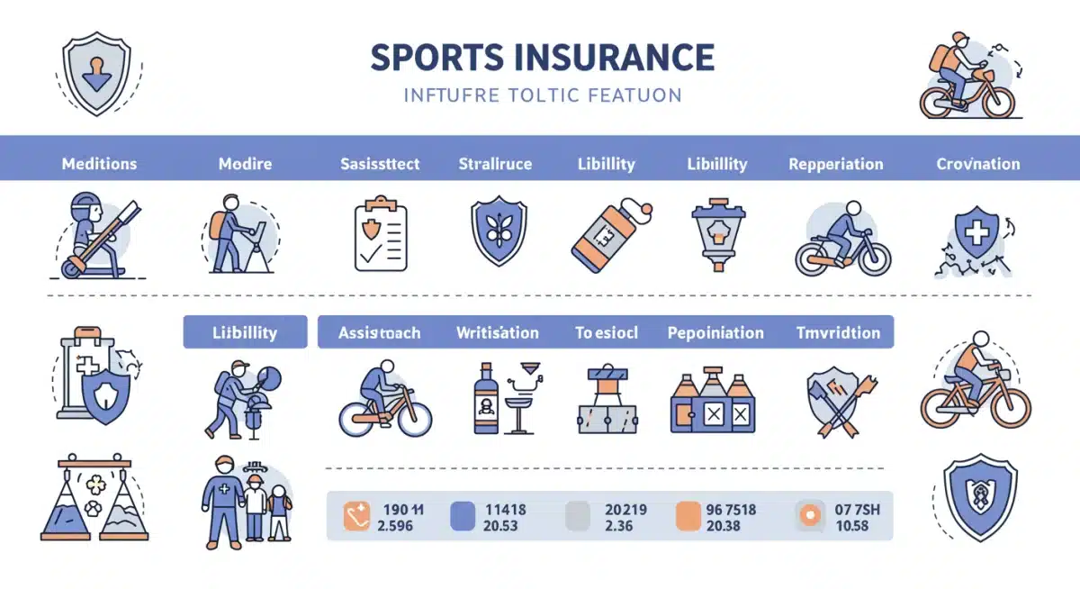 Infografía comparativa de las características clave de los seguros deportivos en España para 2025.