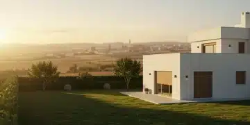 Casa moderna con jardín en España, reflejando una valoración inmobiliaria sólida y deseable.