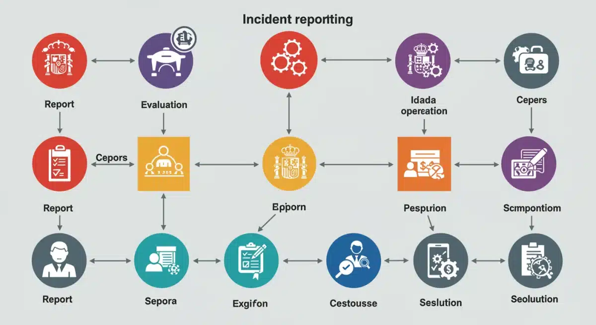 Diagrama de flujo del proceso de reporte de incidentes de seguridad pública en España.