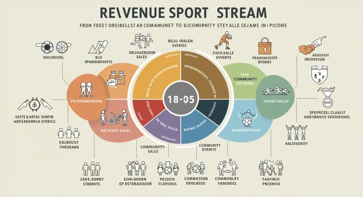 Infografía de diversas fuentes de ingresos para equipos deportivos comunitarios.