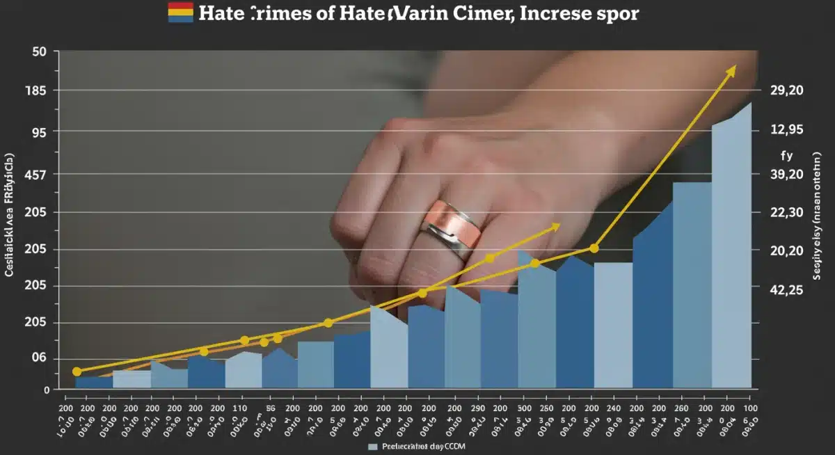Gráfico estadístico de tendencias de delitos de odio en España 2025-2026.