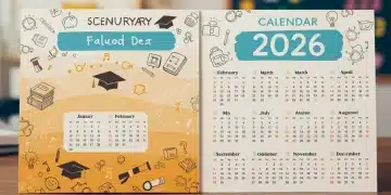 Calendario escolar 2026 con fechas destacadas, útiles escolares y elementos de planificación para el año lectivo.