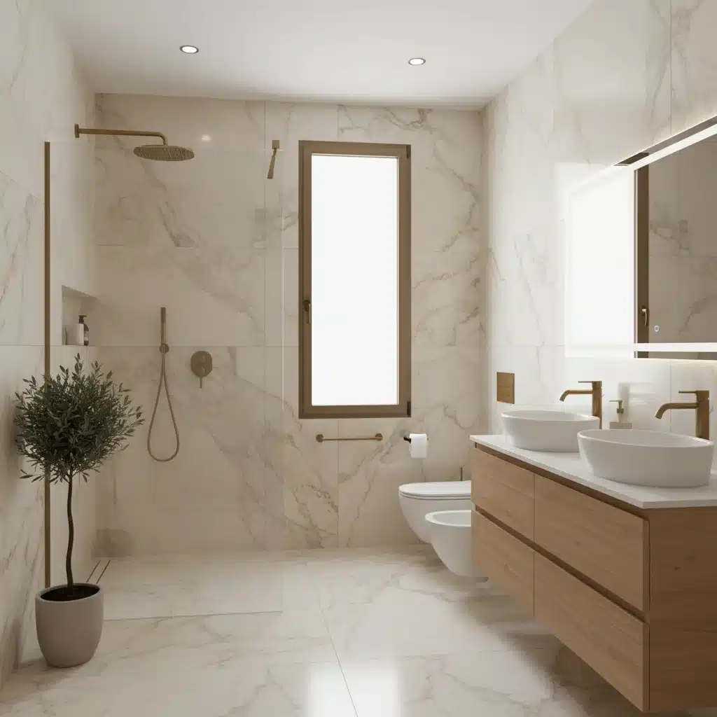 Baño renovado con diseño contemporáneo y ducha a ras de suelo, ideal para aumentar el valor de la propiedad.