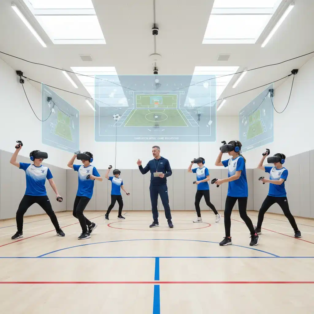 Jóvenes deportistas entrenando con realidad virtual en club local