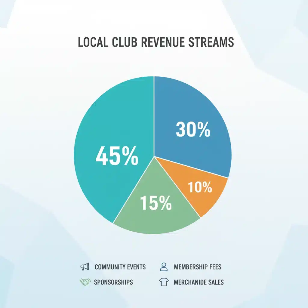 Infografía detallada mostrando el aumento de ingresos de clubes locales gracias a eventos comunitarios.