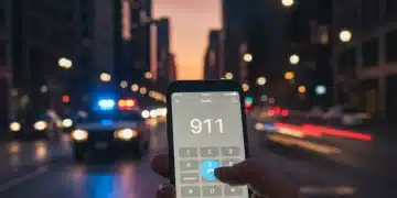 Persona llamando a la policía en Argentina para denunciar un delito, con un teléfono inteligente en la mano.