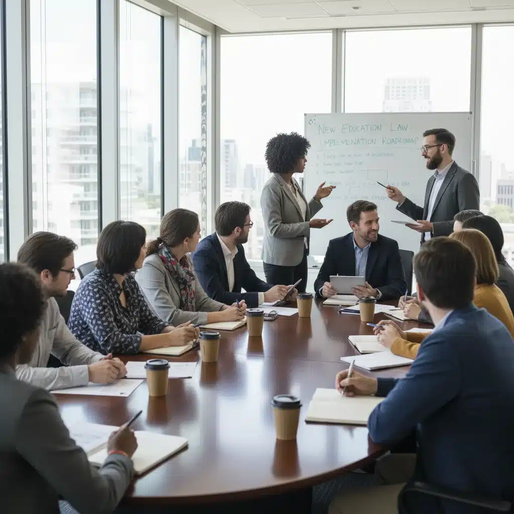 Educadores, padres y formuladores de políticas debatiendo la implementación de la nueva ley educativa.